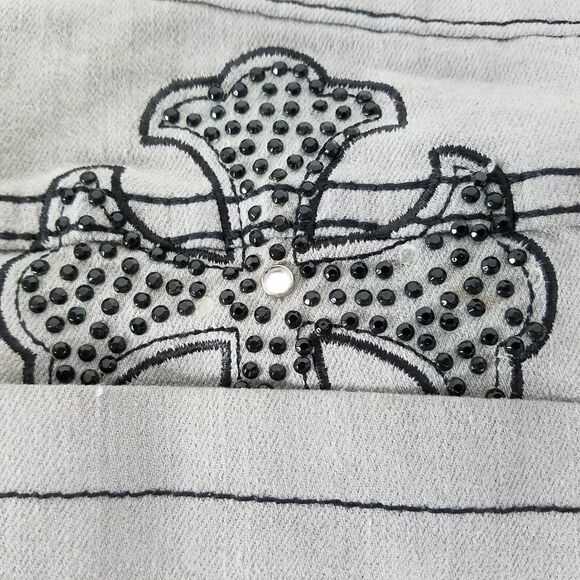 Hipstar Jeans Womens 24 Gray High Rise Skinny Leg Rhinestone Light Wash‎ Denim - Picture 15 of 16